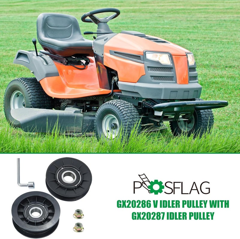 POSFLAG GX20286 V Idler Pulley with GX20287 Idler Pulley Replaces John Deere Pulley GX20286 Pulley, John Deere GX20287 Idler Pulley, 690409MA Pulley, 1760097 for John Deere D140, D155, L130 Tractors - Image 2